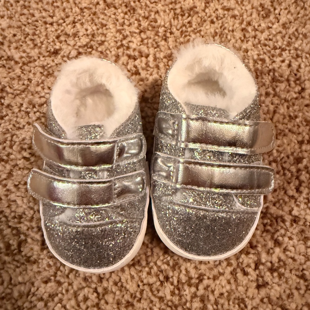 Glittery Silver Infant Shoes